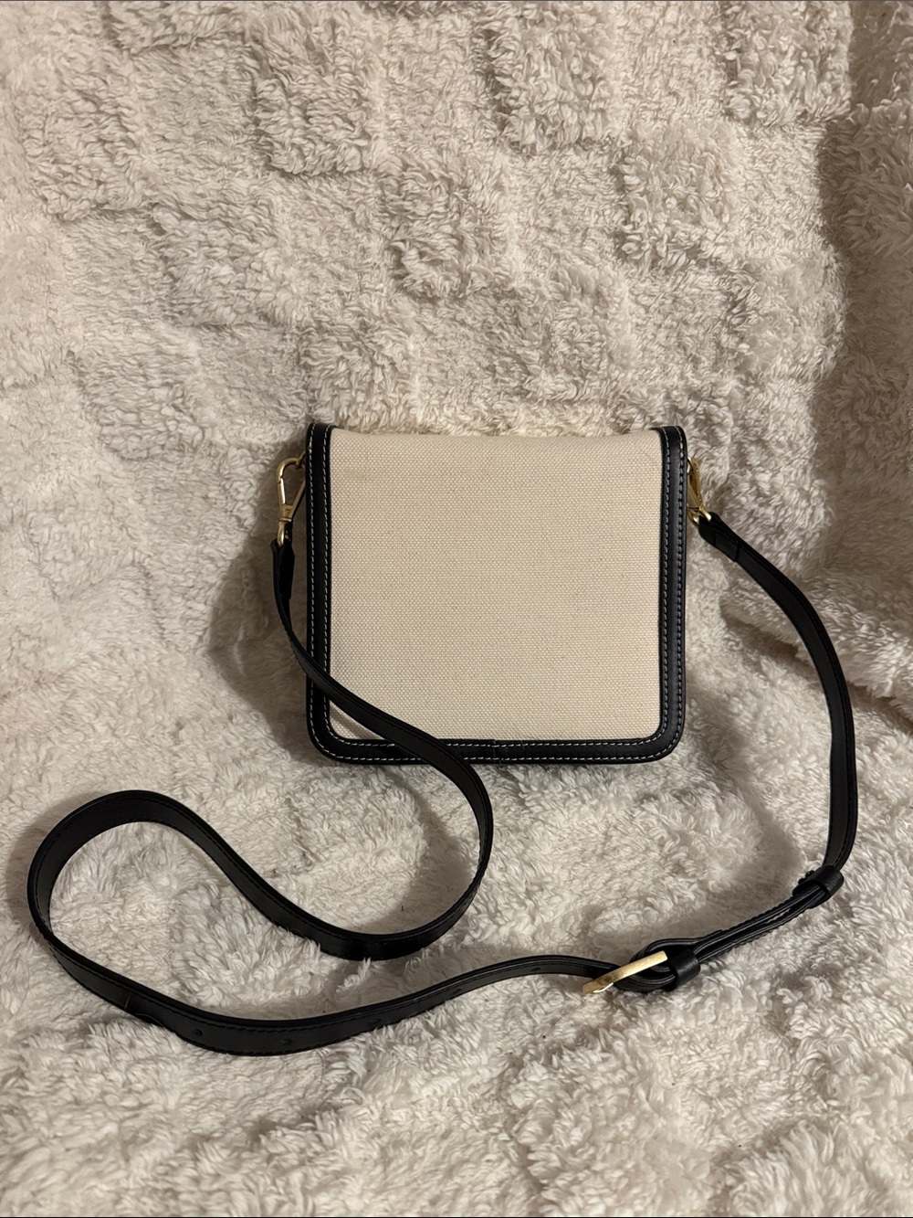 Frame Denim Cream and Black Crossbody with Gold Accent - Picture 4 of 4